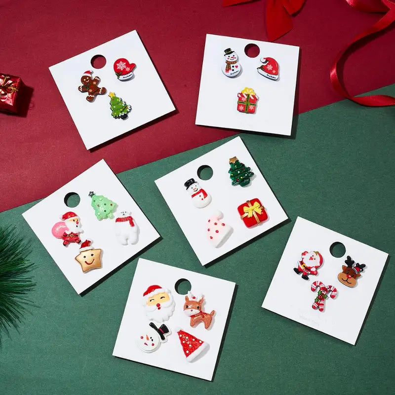 Christmas Brooch Badge Set for Women Snowman Deer Snowflake Holiday Jewelry