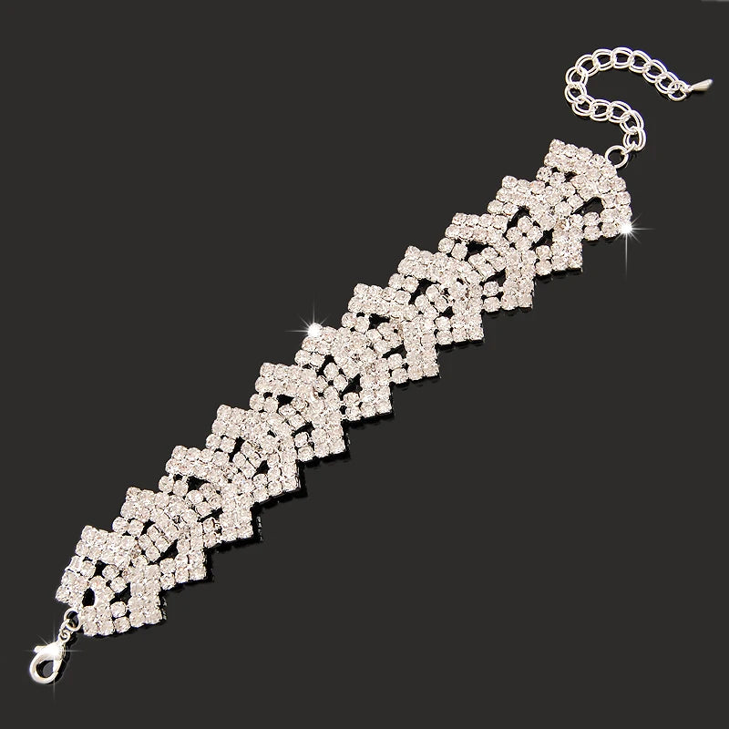 Luxury Charm Bracelets 925 Silver Zircon Crystal Women Wedding Jewelry