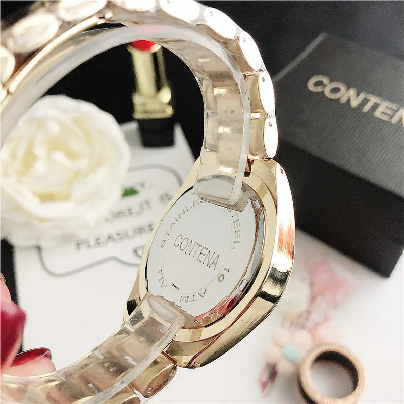Women's Luxury Rose Gold Quartz Watch with Stainless Steel Bracelet - Multiple Colors