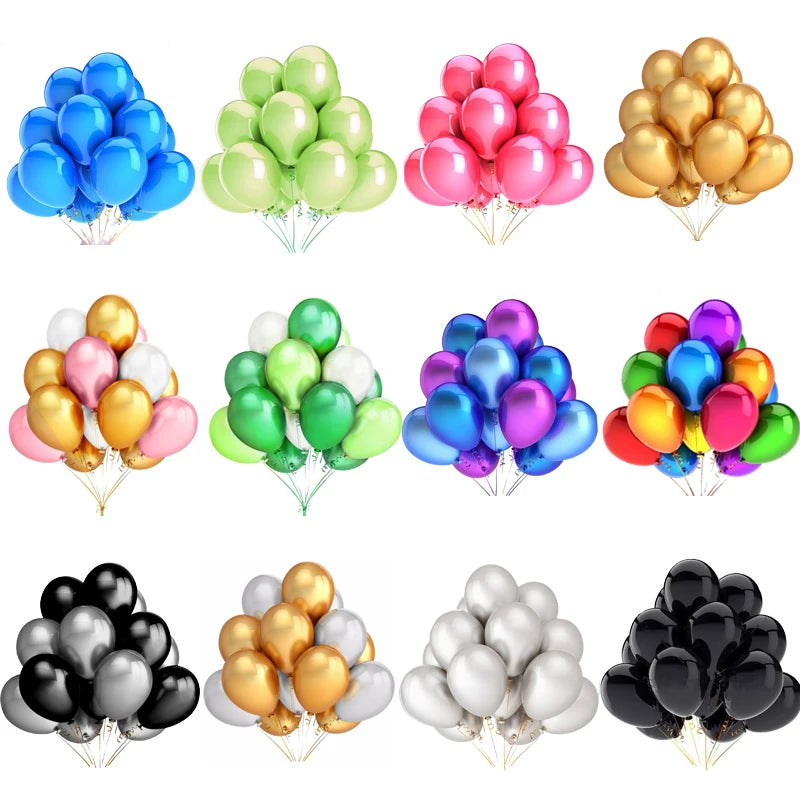 Colorful Latex Balloons Set for Weddings & Parties - Glossy 10/12/20 pcs