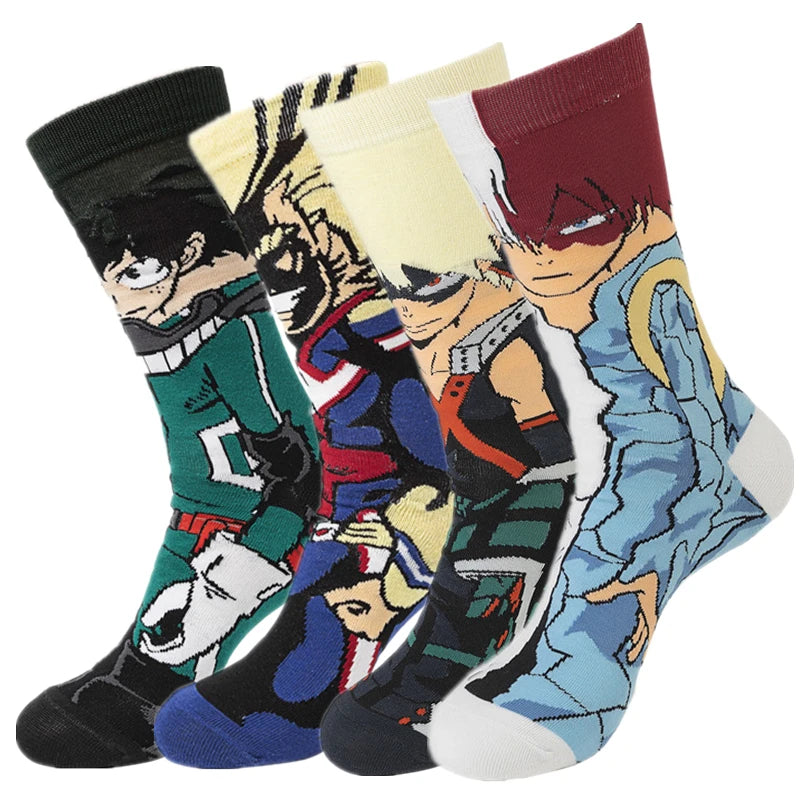 Anime My Hero Academia Crew Socks - Cosplay Character Cotton Blend, Multiple Colors