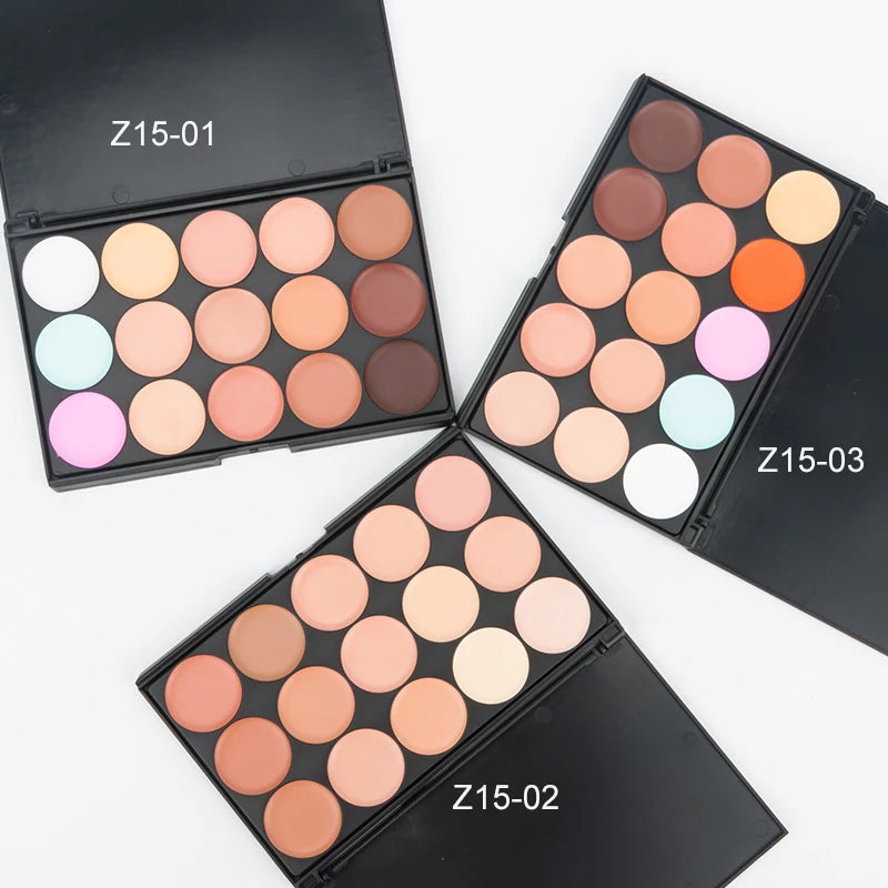 15-Color Face Concealer Palette Camouflage Cream Contour Makeup Kit for Flawless Skin