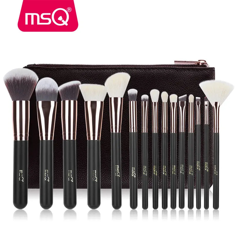 Makeup Brush Set 7 or 15 Pieces - Powder, Foundation, Eyeshadow Tools, Natural & Synthetic Hair