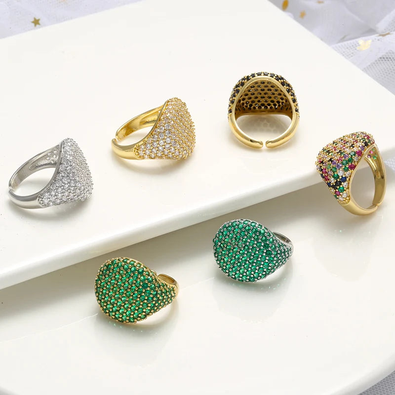 Fashion Crystal Ring for Women - Gold & Silver Open-Style Jewelry