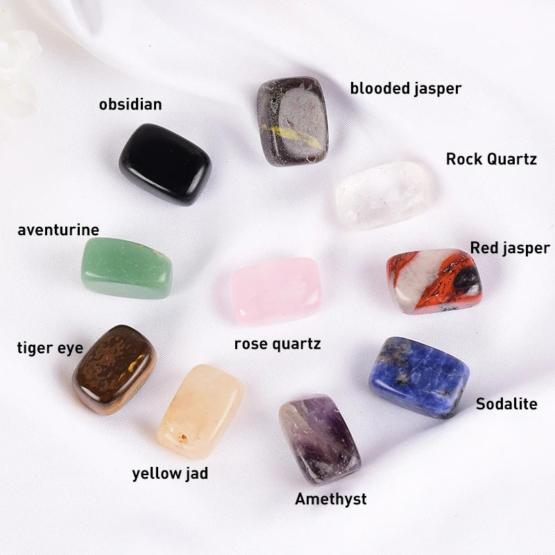 Natural Tumbled Stones Set for Chakra Healing - Assorted Rock & Quartz Beads 15-20mm
