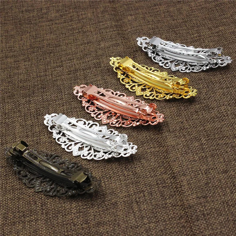 Fashion Copper Hair Snap Clips with Flower Design for Women - 80mm Length