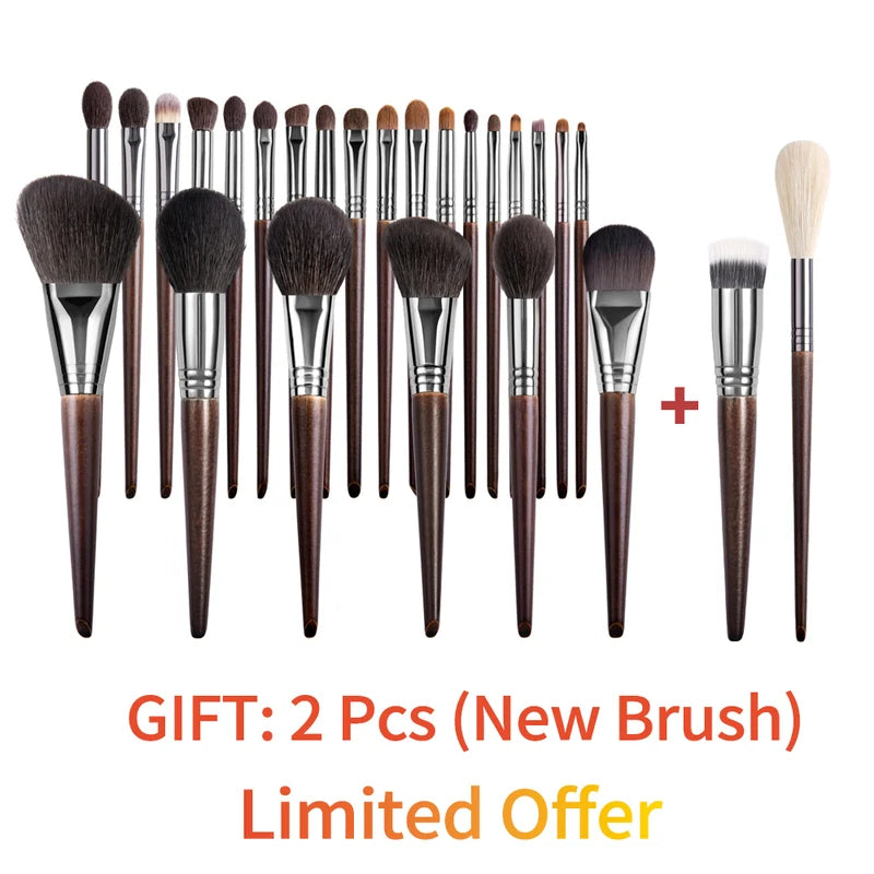 Natural Goat Hair Makeup Brushes Set Professional Kit - Blending & Shader