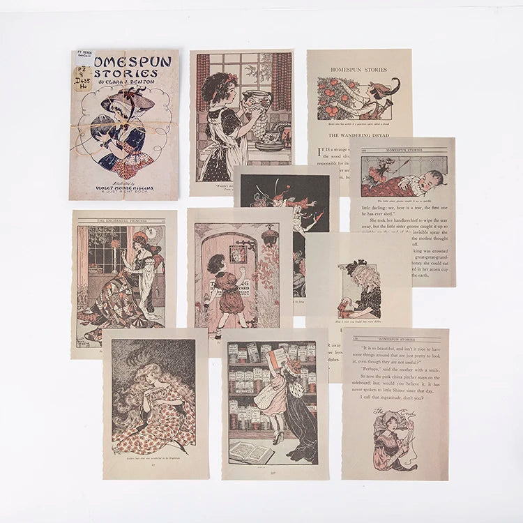 10 Pcs Vintage Old Book Page Scrapbooking Paper Decorations DIY Retro Backgrounds