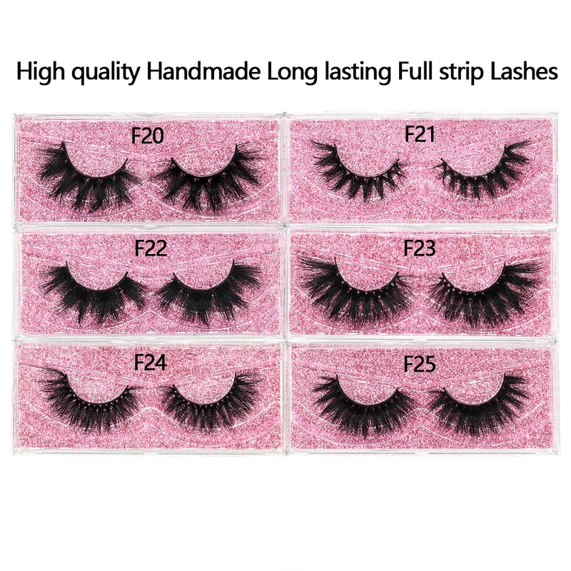 Dramatic Fluffy Mink Eyelashes - Natural 3D Cross Strip Lashes for Makeup