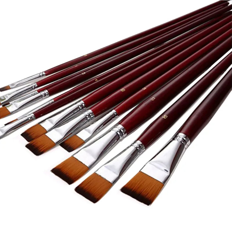 12-Piece Nylon Hair Art Paint Brushes Set for Watercolor, Oil & Acrylic Painting