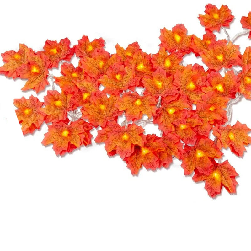 Artificial Maple Leaf LED String Lights for Holiday and Party Decorations