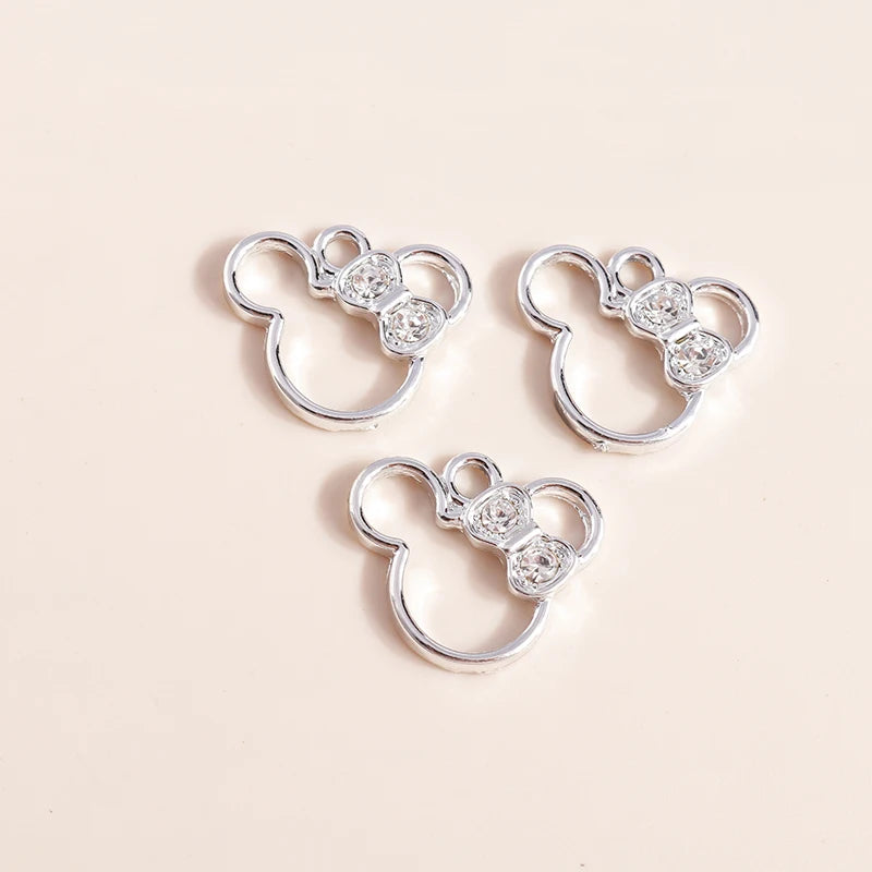 Crystal Mouse Charms Pendants for Jewelry Making 10pcs - Necklace Bracelet DIY Accessories