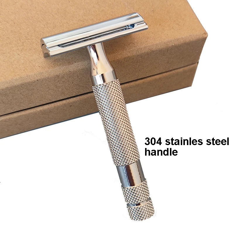 Safety Razor with Zinc Alloy Double Edge Blade - Polished Finish