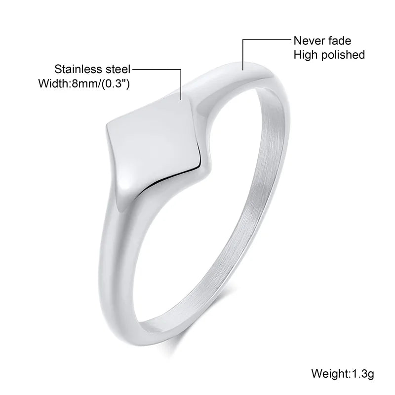Elegant Signet Pinky Ring Stainless Steel Floral-Inspired Unisex Jewelry