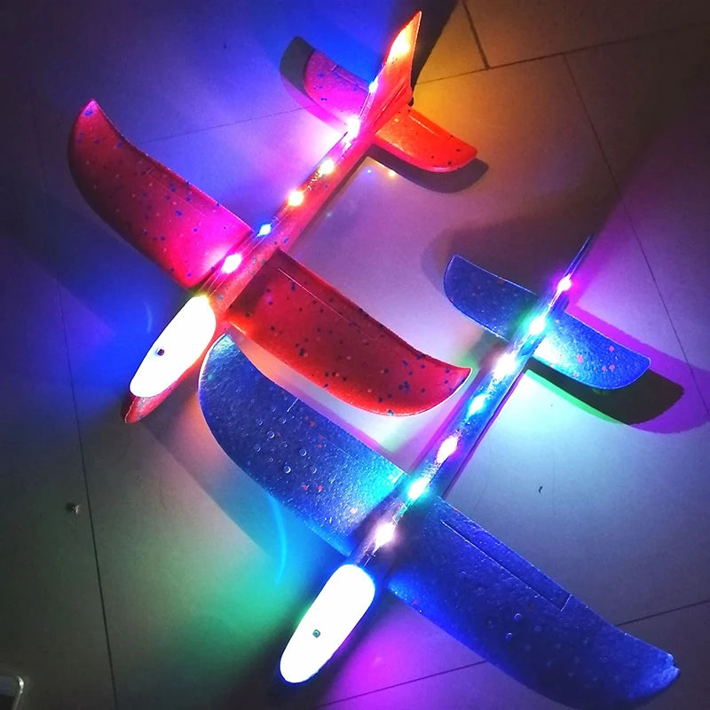 Large Foam Glider Airplane Toy with LED Light for Kids Outdoor Flying Fun - 33cm to 50cm