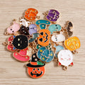 Halloween Charms 10pcs Set for Jewelry Making Pumpkin Bat Ghost Pendants