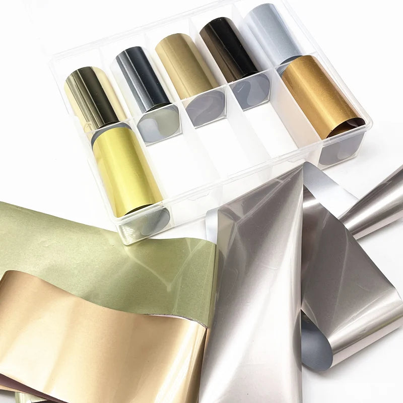 Metal Nail Foils for Transfer & Nail Art Decor - Chameleon, Neon & Champagne Wraps