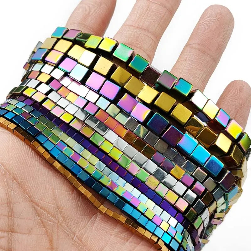 Natural Stone Square Hematite Beads 2-10mm for Jewelry Making - DIY Spacer Loose Beads