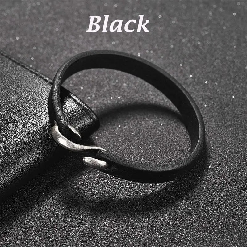 Men Women Leather Bracelet Cuff Bangle Jewelry Gift - Retro Classic Hook Wristband
