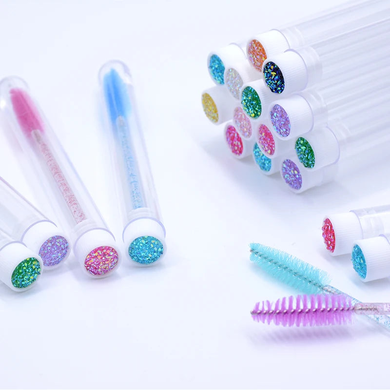 20Pcs Dust-Proof Reusable Eyelash Brush Tube Set with Replaceable Mascara Wands