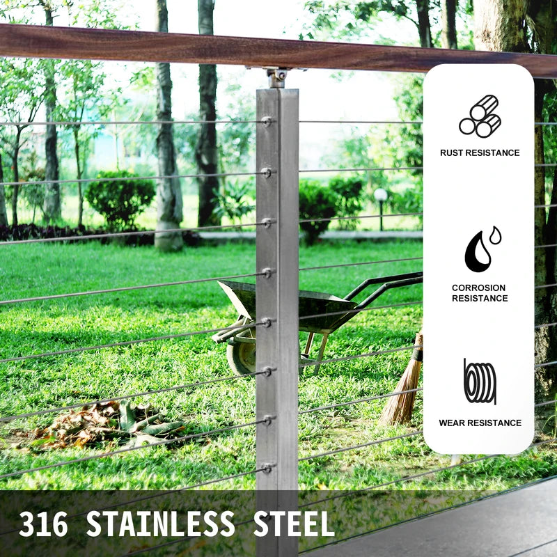 500 Feet Stainless Steel Wire Rope 7x7 Construction Heavy Duty Lifting & Fishing Cable 1.5-3.2mm