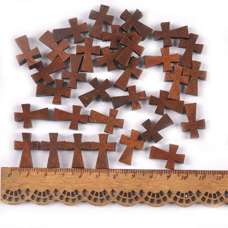 50pcs Wooden Cross Beads for Jewelry Making Craft Supplies Unfinished Pendant