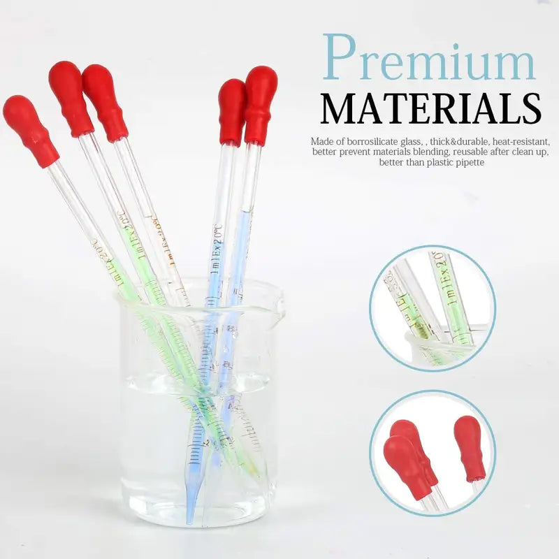 Graduated Glass Dropper Pipette Set for Laboratory Liquid Transfer - 0.5ml to 3ml