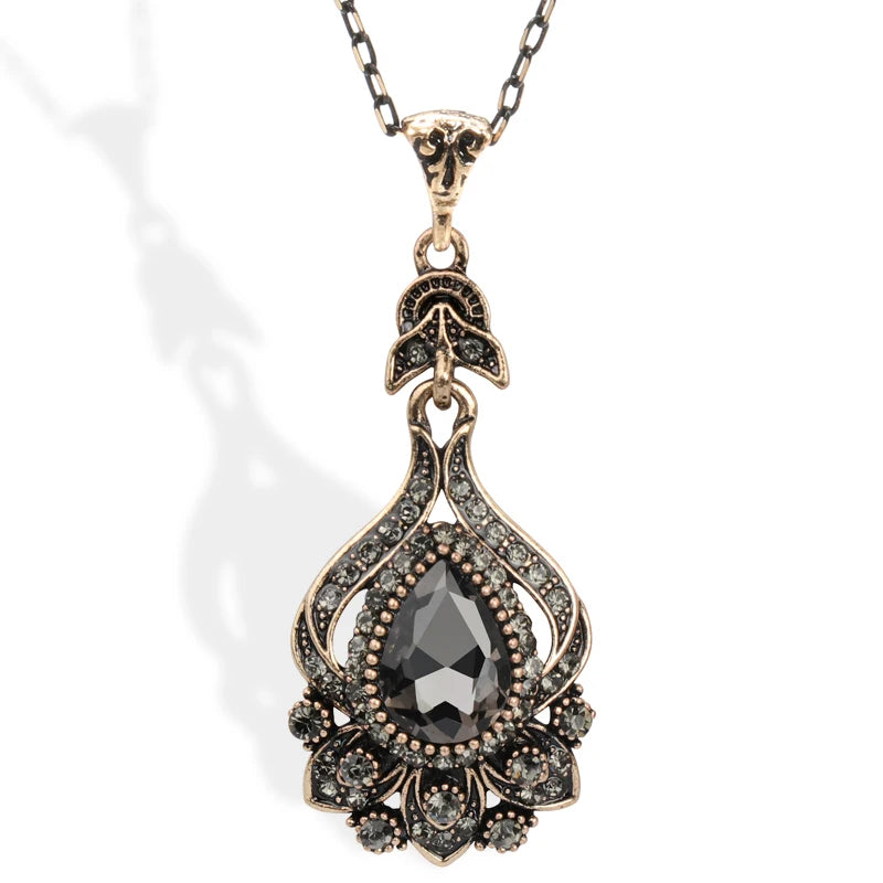 Luxury Gray Crystal Bridal Earrings for Women - Vintage Gold Drop Jewelry