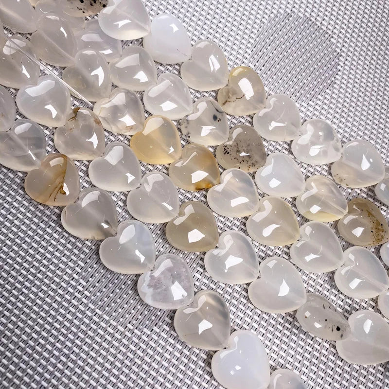 Natural Stone Heart-Shaped Beads for Jewelry Making - 16x16x8mm DIY Craft Supplies