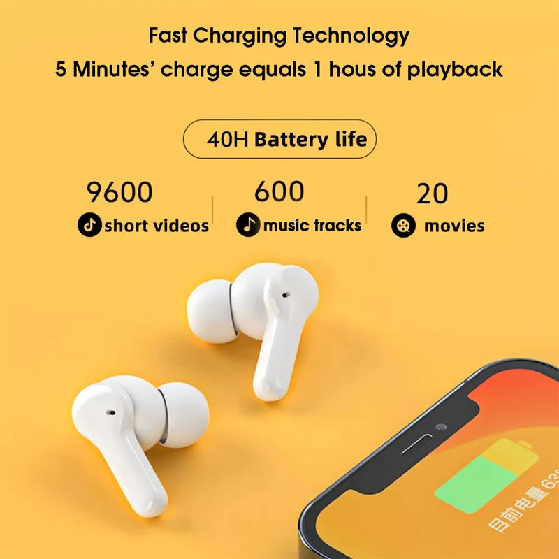 Wireless Bluetooth Earbuds with Noise-Canceling Microphones and Touch Control
