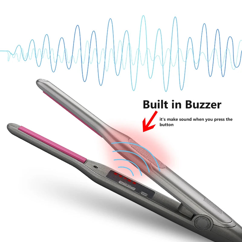 Mini Hair Straightener Comb Pencil Flat Iron with LED Display for Short Hair