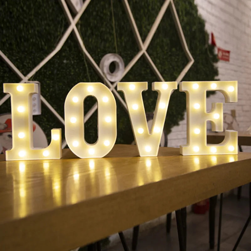 Letter LED Light Set - Alphabet & Number Night Light Decor for Home & Events