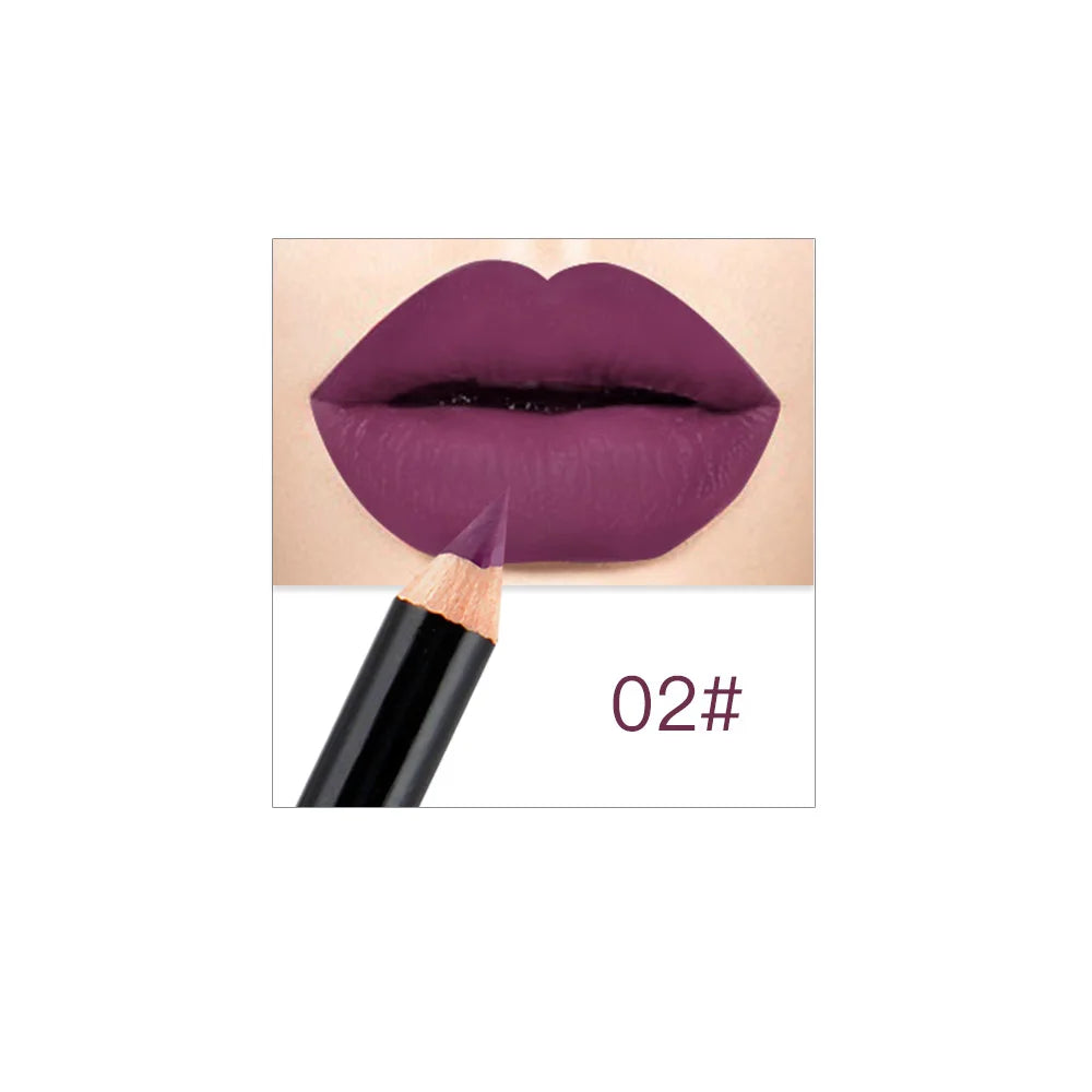 12-Color Matte Lip Liner Pencil Waterproof Long Lasting Lip Makeup Set