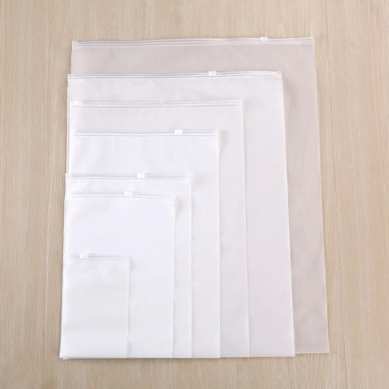 10PCS Waterproof Travel Storage Bags - Plastic Zipper EVA Translucent Packing Pouches