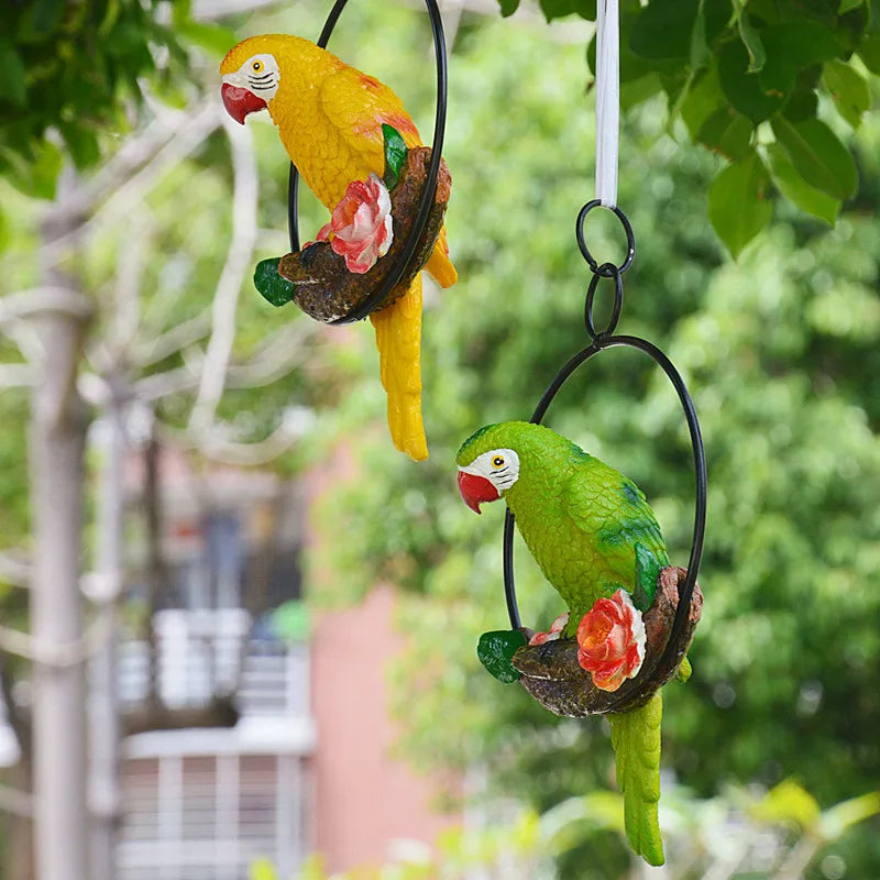 Resin Parrot Garden Statue - Outdoor Decor Animal Sculpture for Home & Garden