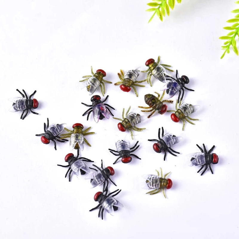 100 Pcs Fake Flies Plastic Insect Prank Toys for Halloween Party Favors