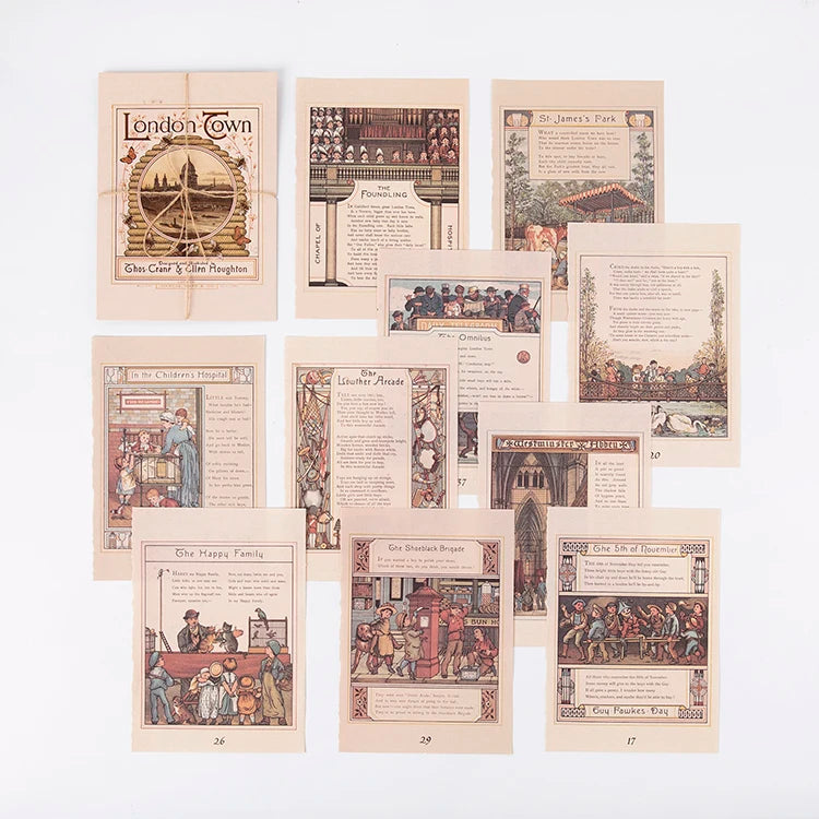 10 Pcs Vintage Old Book Page Scrapbooking Paper Decorations DIY Retro Backgrounds