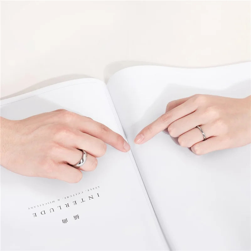 Men's and Women's Titanium Wedding Bands - Polished Engagement Rings, Classic Black & Silver