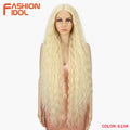 Long Curly Water Wave Wig for Women - Ombré Brown, 42 Inch Heat-Resistant Synthetic Hair, Lace Front Cosplay Wig