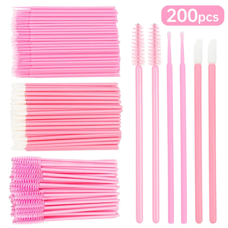 Disposable Makeup Brush Set 200 Pcs Micro, Lip, Eyelash & Mascara Applicators