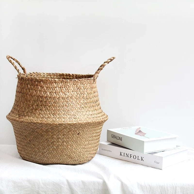 Seagrass Wicker Storage Basket for Plants, Laundry & Home Organization