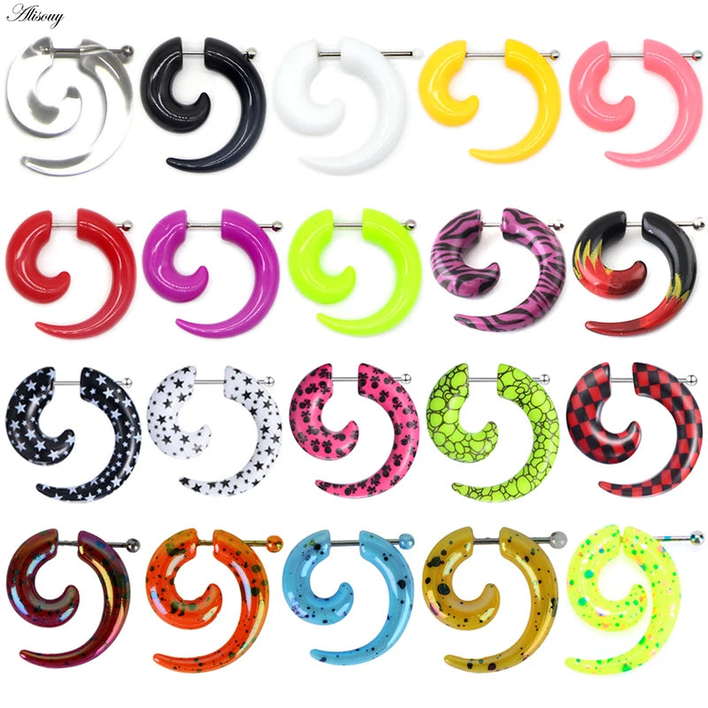 2pcs Acrylic Spiral Ear Taper Fake Gauge Body Jewelry Expanders Plugs & Tunnel