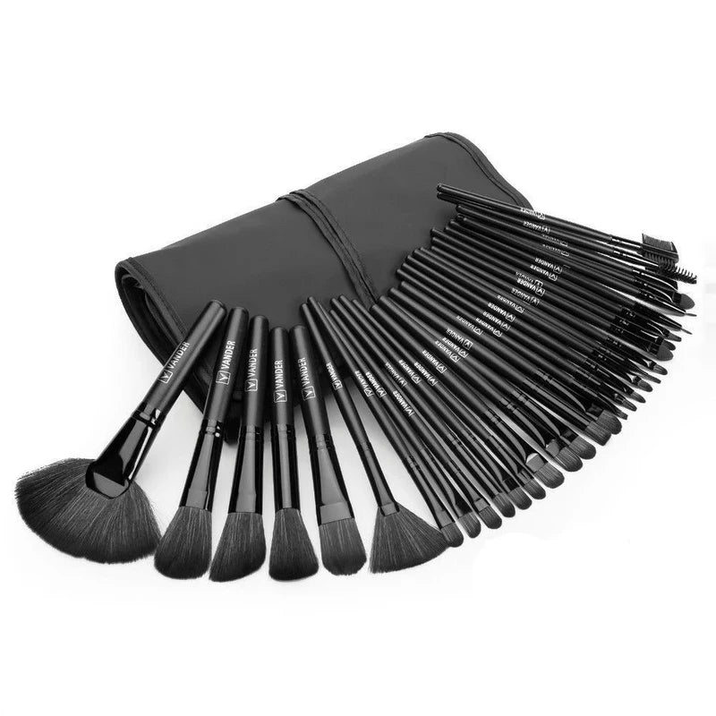 Professional 32 Pcs Makeup Brush Set - Hypoallergenic, Multi-Color Handles