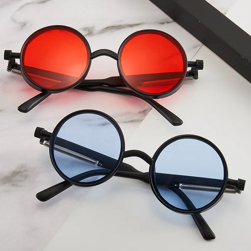 Luxury Classic Gothic Steampunk Round Sunglasses Men Women High-Quality PC Frame