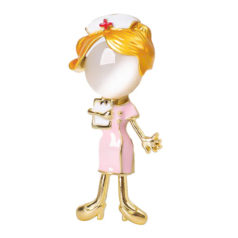 Cute White Nurse Brooch Medical Badge Lapel Pin Jewelry Accessory Gift
