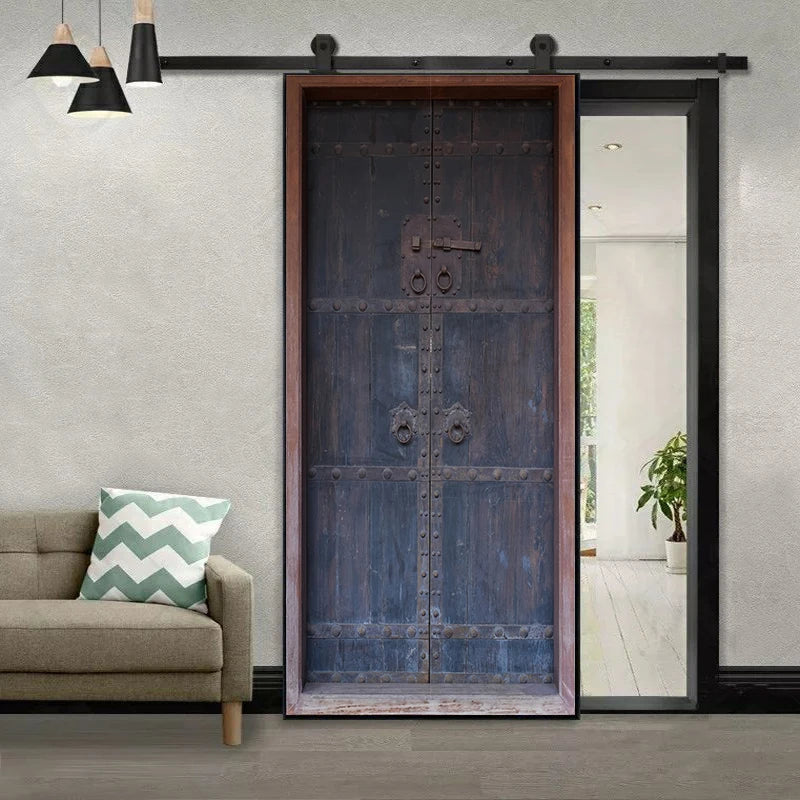 Chinese Wooden Door Wall Stickers - DIY Mural Peel & Stick Wallpaper for Home Decor