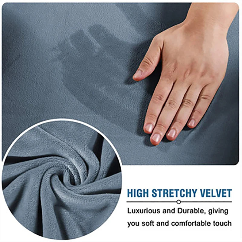 Elastic Velvet Chair Cover Set with Armrest Protectors for Office & Cafe Chairs