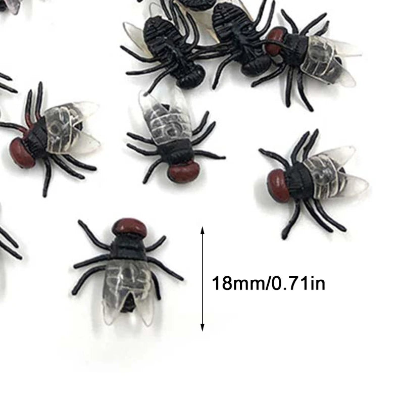100 Pcs Fake Flies Plastic Insect Prank Toys for Halloween Party Favors