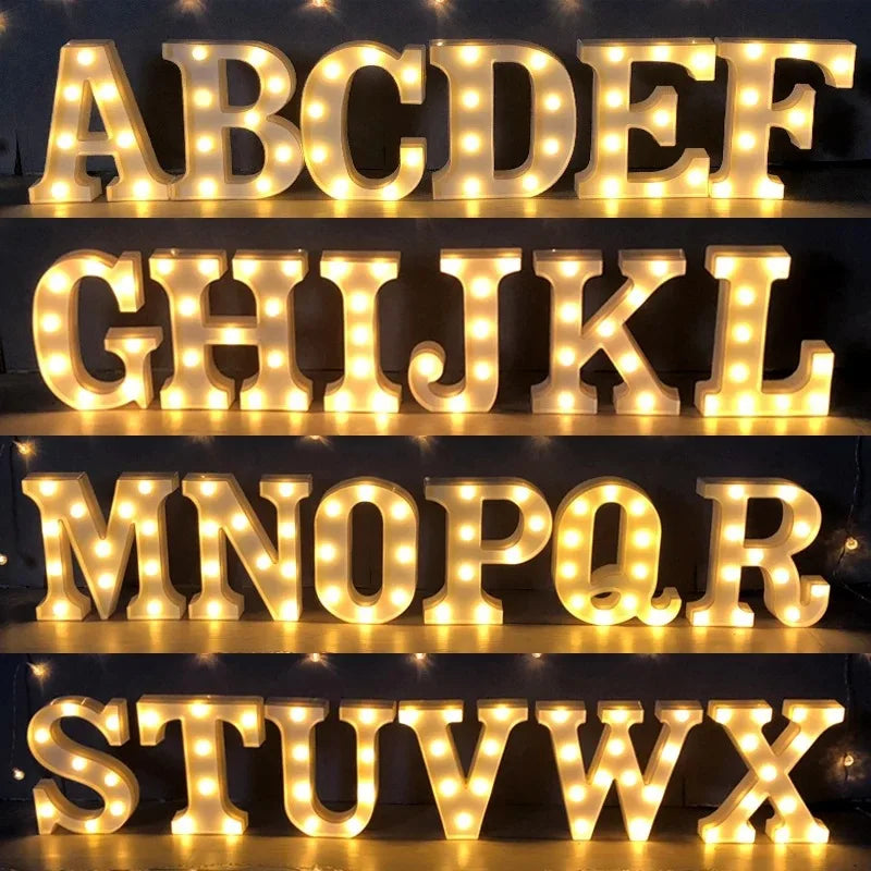Letter LED Light Set - Alphabet & Number Night Light Decor for Home & Events