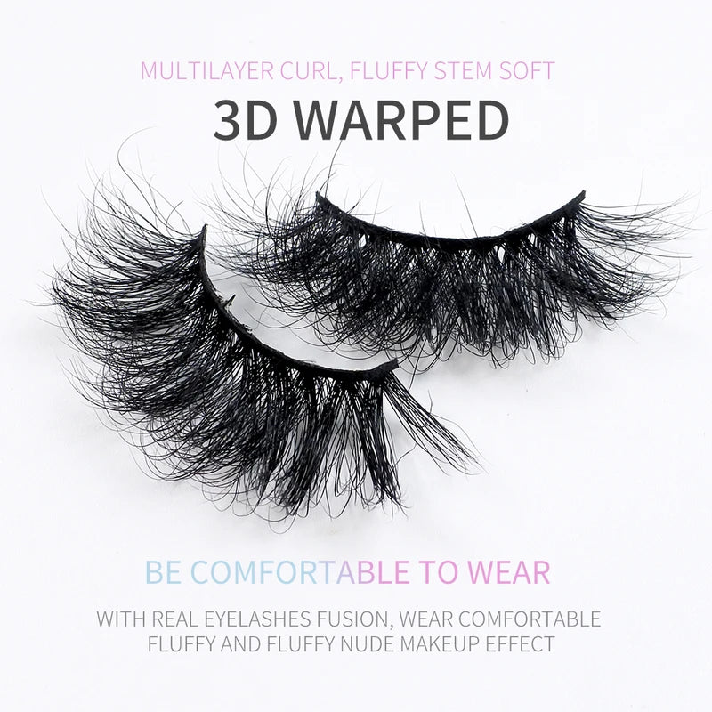 Wholesale 25mm Mink False Eyelashes Long Wispy Fluffy Lashes Assorted Styles